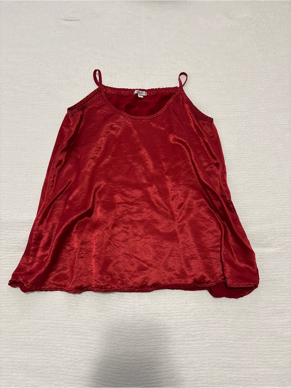Silky Red Satin Camisole Tank Top - Women's Sleepwear
